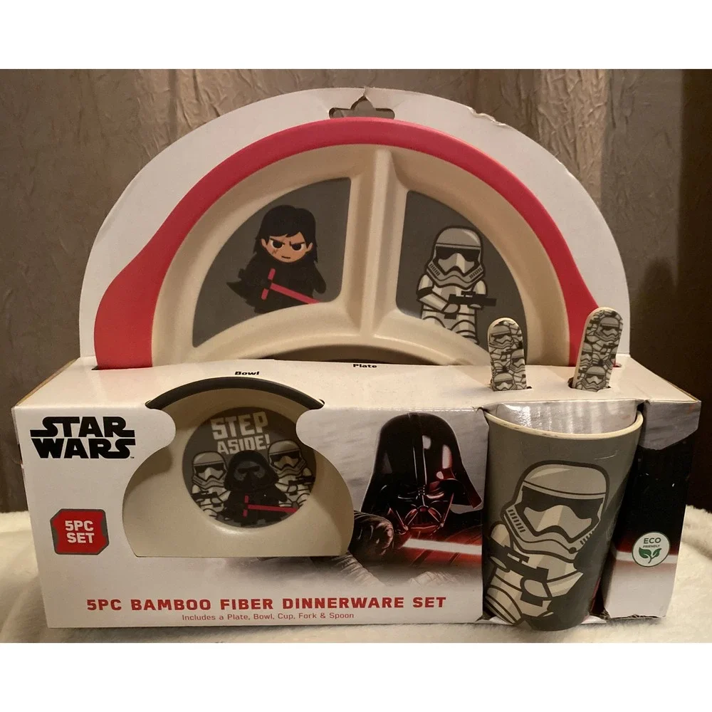 Disney Star Wars Kids Dinner Set Storm Trooper Step Aside Bamboo May 4th NWT
